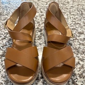 Michael Kors Brown Platform Sandal with Gold Buckle